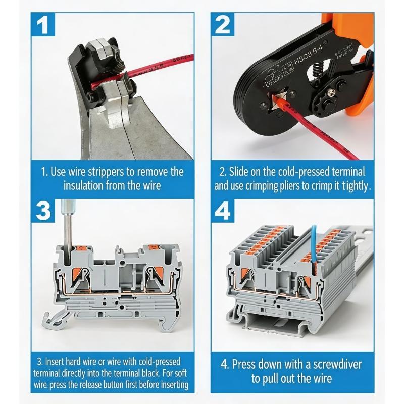10Pcs Electrical Connect Screwless Terminals Block With Push In Design PT2.5 Cable Connector For Industrial Automation
