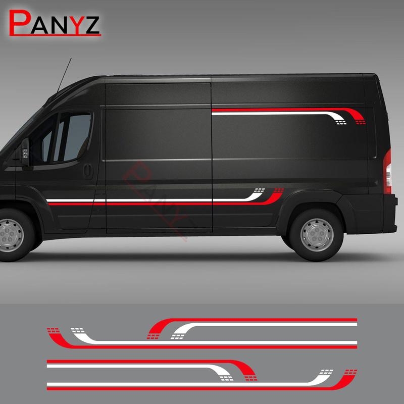 4Pcs/Lot Car Door Side Stickers Camper Van Graphics Decals For Fiat Ducato Peugeot Boxer Citroen Jumper Motorhome Accessories