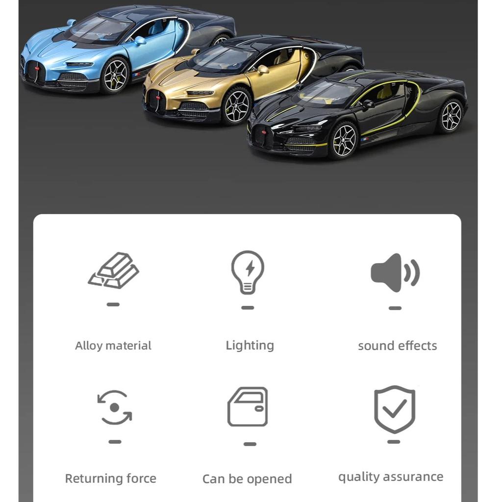 1/32 Scale Bugatti Tourbillon V16 Supercar Alloy Metal Diecast Model Car Children's Toys Mini GT Collection Hobbies Birthday Gifts Boy