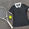 Women's Color Block Polo Shirt - Short Sleeve, Half Zip, Ideal for Outdoor Tennis, Badminton, Fitness, and Running.
