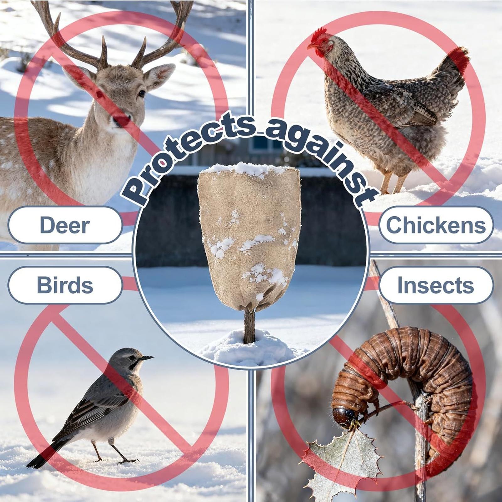 

ANPHSIN Защитные чехлы для растений для патио на зиму - 2 шт. 32 ×40 Зимний защита от мороза с завязкой, Многоразовое одеяло для деревьев для садовых кустарников one size коричневый