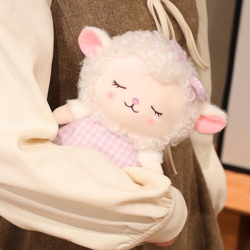 1526Cm Sweet Lamb Plush Toy Stuffed Eyes Closed Cartoon Animal White Sheep Yellow Pink Purple Blue Plushie Appeasing Gift