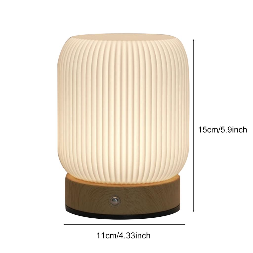 Wood Grain Touch Night Light Pat Table Lamp Bedroom Bedside Lamp Ambient Light With Built-In