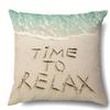 Home Decor Beach Scenes: Relaxing Time And Seaside Items Pattern Cushion Cover Suitable For Sofa Bedroom Car Pillow Cover