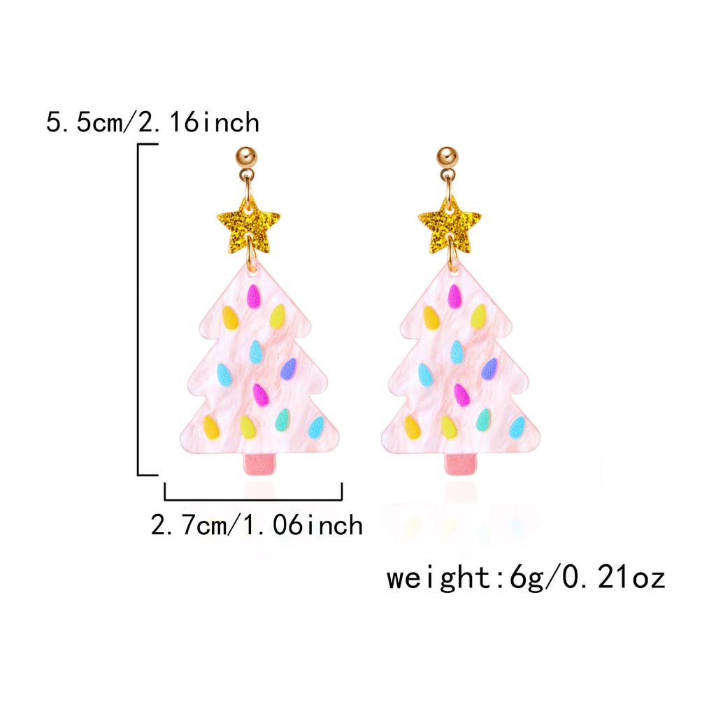 Cute Cartoon Santa Claus Dangle Earrings Stud For Women Acrylic Snowman Elk Christmas Tree Pendant Earrings New Year Party Gift