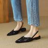 Mode designer spetsiga sandaletter med glitter för kvinnor sexig bakrem sommarskor för fest bling bling paljetter sandalias mujer stor storlek 43