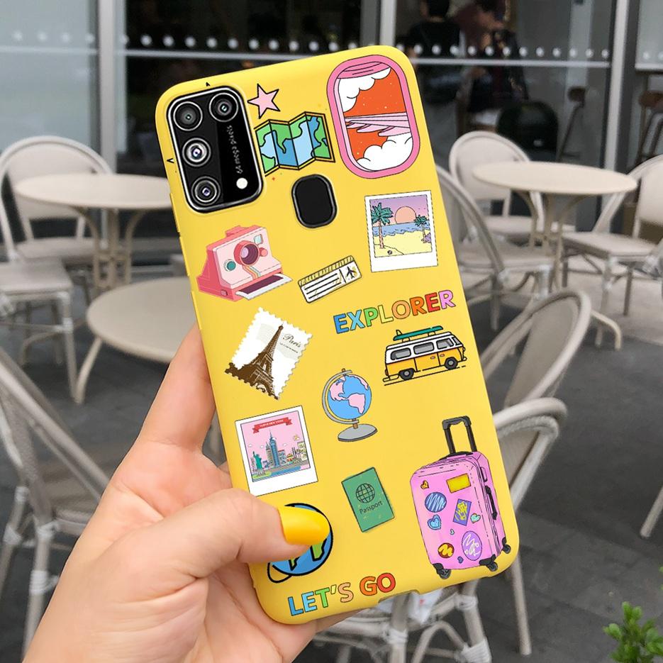 For Samsung Galaxy M31 Case SM-M315F Cute Bear Cartoon Painted Cover Phone Case For Samsung M31 M 31 GalaxyM31 Bumper Soft Funda