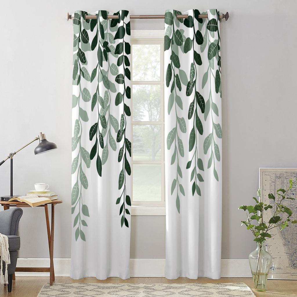 Rustic Leaves Plants Window Curtains for Living Room Bedroom Curtain Modern Kitchen Blinds Drapes Curtains