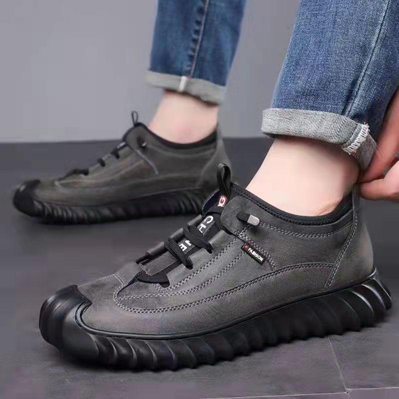 New Autumn Men's Sports and Leisure Soft Leather Shoes Are Breathable and Comfortable, Versatile and Trendy Outdoor Sports Shoes