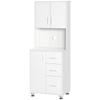 High-end kitchen buffet, 3-door, 3-drawer kitchen cabinet with worktop, 60 x 40 x 160 cm, white