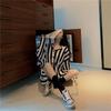 2023 Spring Korean Striped Women's Loose Long Sleeve Mid-length Shirt Jacket