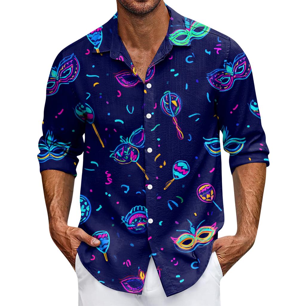 Herren Freizeit Langarmhemd mit Knopfleiste