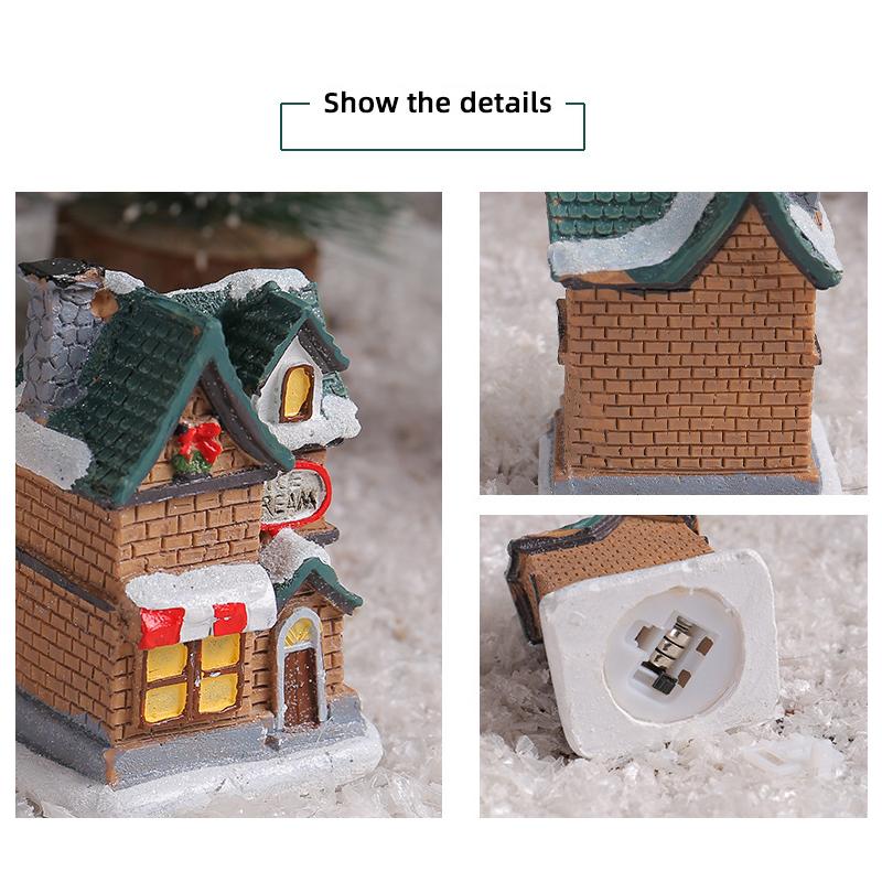 Dekorationen Dorfhaus Dekor Weihnachten Laterne Dekoration Harzhaus Sammlerstücke Gebäude Figur Mit LED-Licht