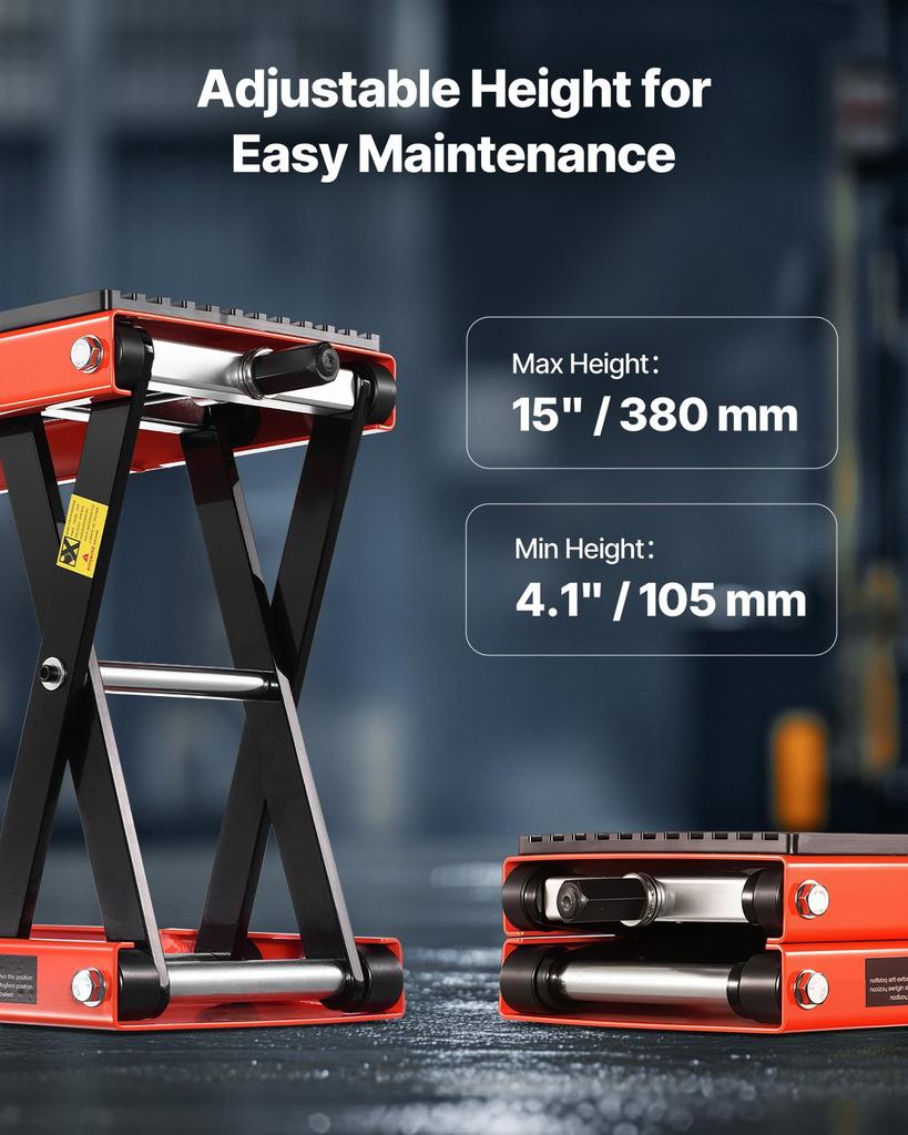 VEVOR Motorcycle Lift, 1200lbs Weight Capacity, Wide Deck Motorcycle Scissor Jack, 4.1-15 In Height Range