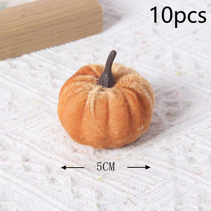 10Pcs Velvet Artificial Pumpkin Decor Desktop Pumpkin Ornament Autumn Fall Thanksgiving Harvest Festival Halloween Decoration