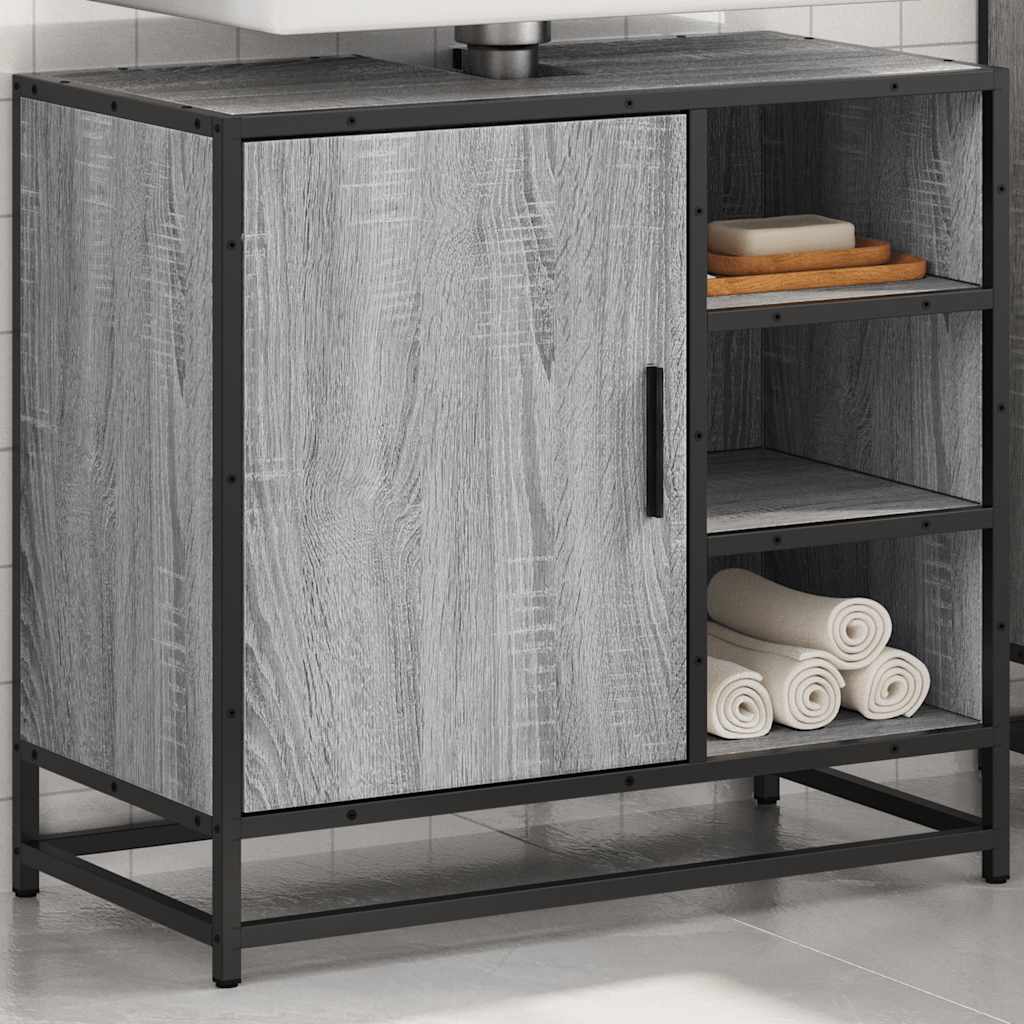 Bathroom Vanity Unit Grey Sonoma 65 X 33 X 60 Cm Engineered Wood