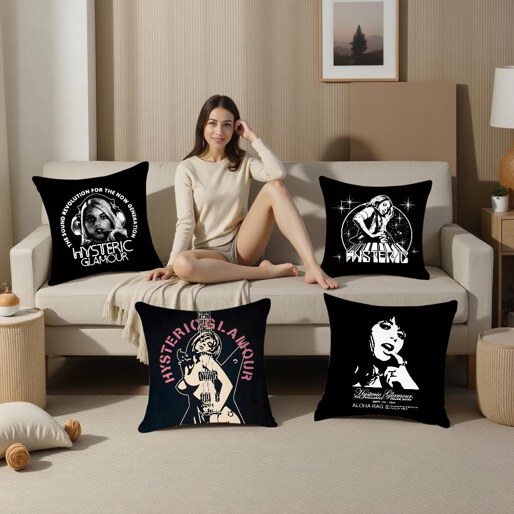 H-Hysterics G-Glamour Pillow Case Plush Fabric Soft Double Sided Print Sofa Cushion Cover Throw Pillow Covers