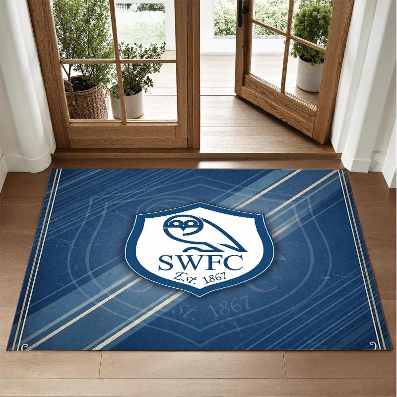 Sheffield Wednesday Design Crystal Velvet Rug Soft Decorative Mat for Bedroom Entrance