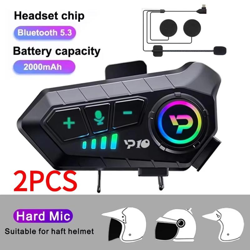 Y10 Motorcycle Helmet Intercom Bluetooth 5.3 Headset 300M Intercomunicador Riding Communication Wireless Interphone Waterproof Music Player Earphone
