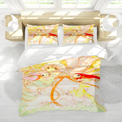 Anime Duvet Cover Set with Pillowcases - Humanoid Angel Heart Computer Theme Reactive Printing for Children & Adults Bedding