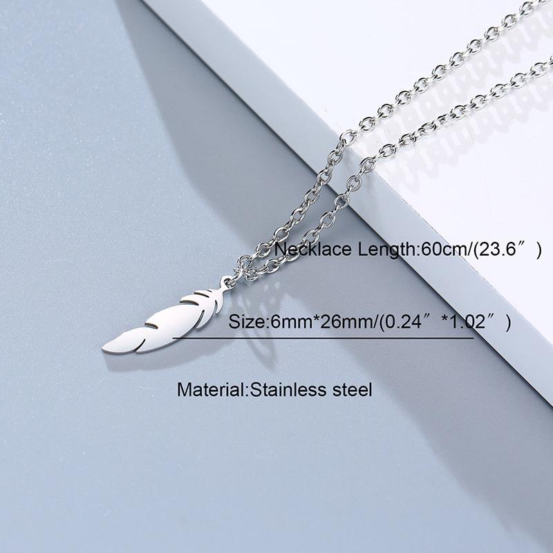 Vnox Einfache Lässige Halsketten für Männer Frauen,Edelstahl Feder Geometrischer Stab Münz Anhänger,Unisex Minimalistisch Schick Halsband