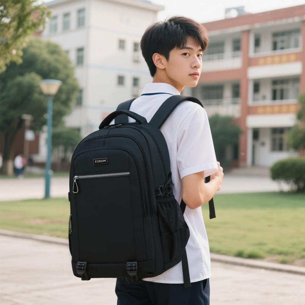 Edison High School Student Backpack, Middle And College Students Large Capacity Reflective Backpack,
