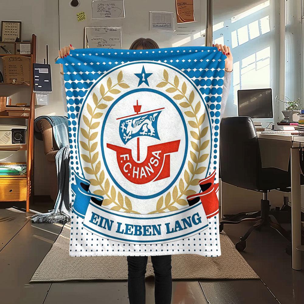 1PC F.C. Hansa Rostock Patterned Flannel Blanket Suitable For All Seasons for Home Decor Warmth and Comfort Gifts Holiday Present