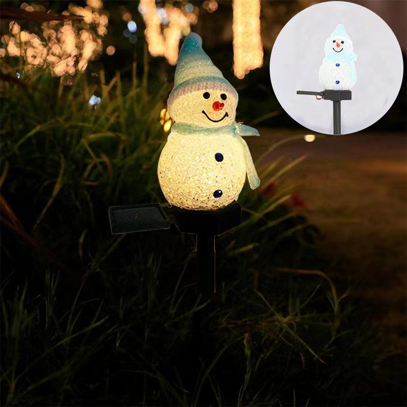 1Pc Solar Snowman Plug-in Light Christmas Decoration Atmosphere Outdoor Garden Lawn Light Christmas Night Light Snowman