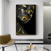 African Black Woman Wall Art Canvas Painting Gold Foil Sexy Girl Portrait Posters and Print Art Pictures for Living Room Decor