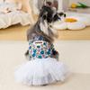 White Lace Dog Princess Dress Breathable Cat Tutu Skirt Dog Floral Skirt  Photo Shoot
