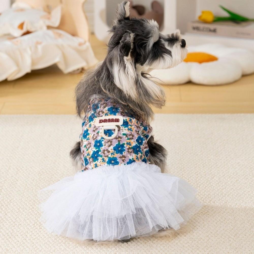 White Lace Dog Princess Dress Breathable Cat Tutu Skirt Dog Floral Skirt  Photo Shoot