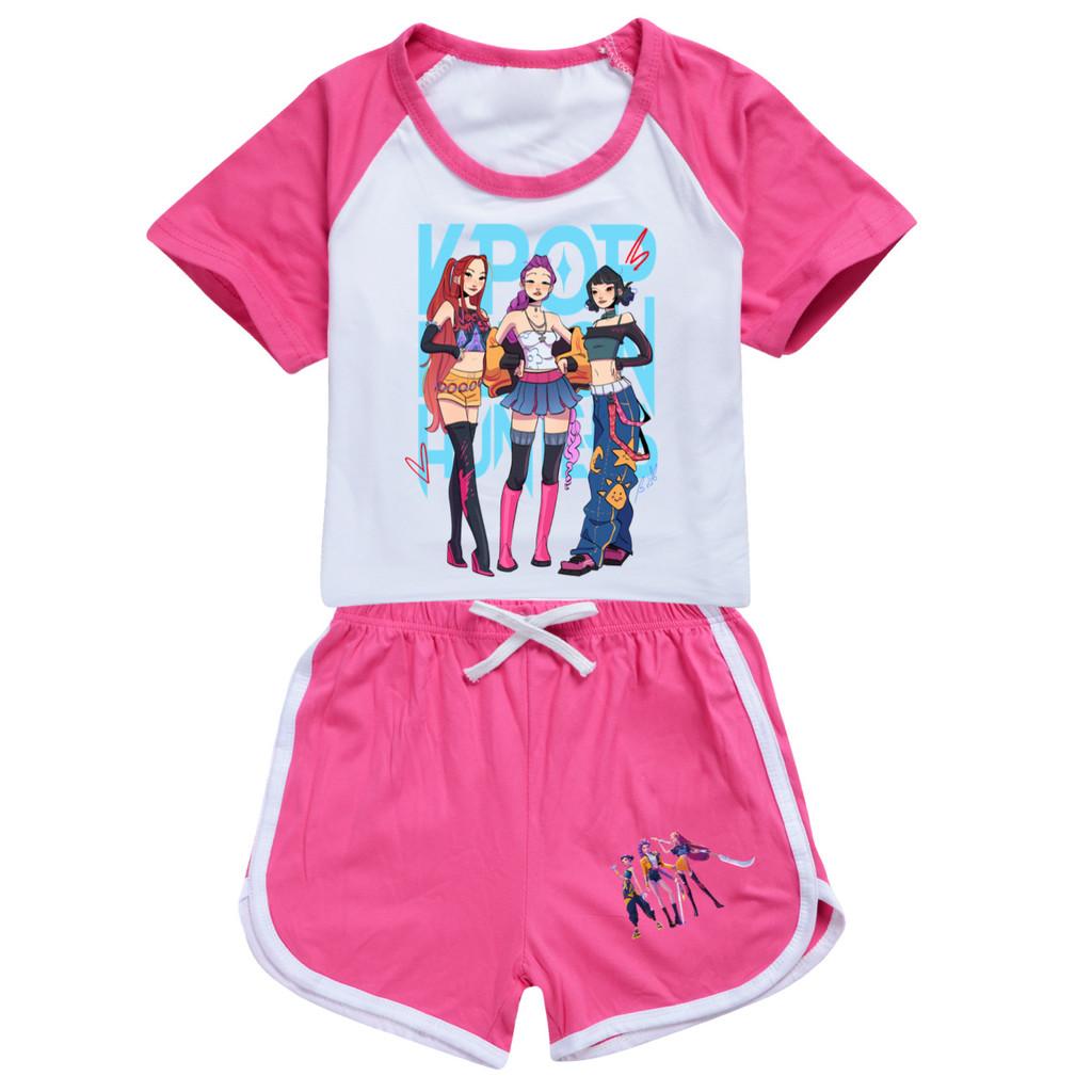 Enfants Filles Anime Dessin Animé Chanteuse POP Super Star Zoey Rumi Mira Imprimé Manches Courtes T-Shirt Short Pantalon Ensemble Vêtements Décontractés