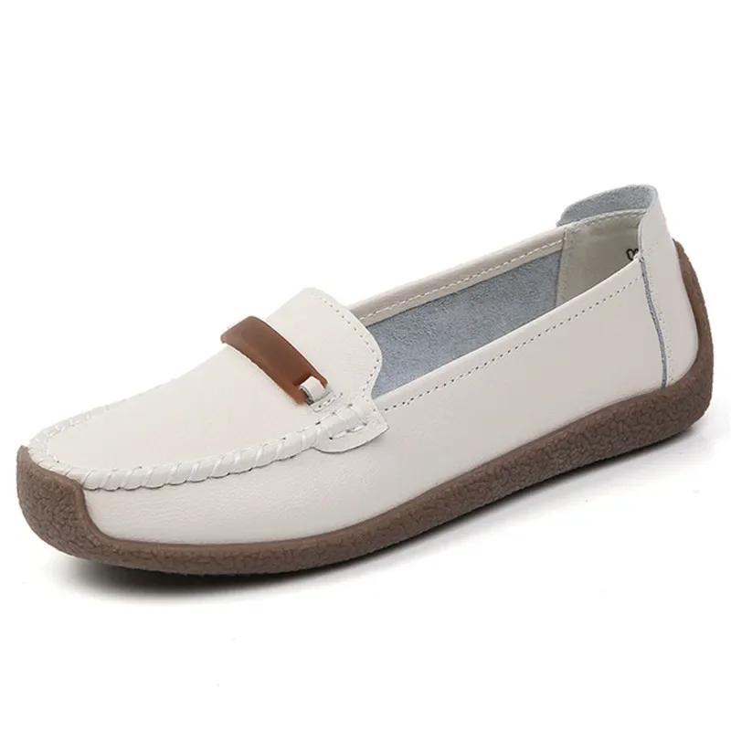 Fashion Women Moccasins Genuine Leather Shoes for Woman Slip On Loaders Ladies Casual Solid Flats Female Leisure Spring Footwear Mujer