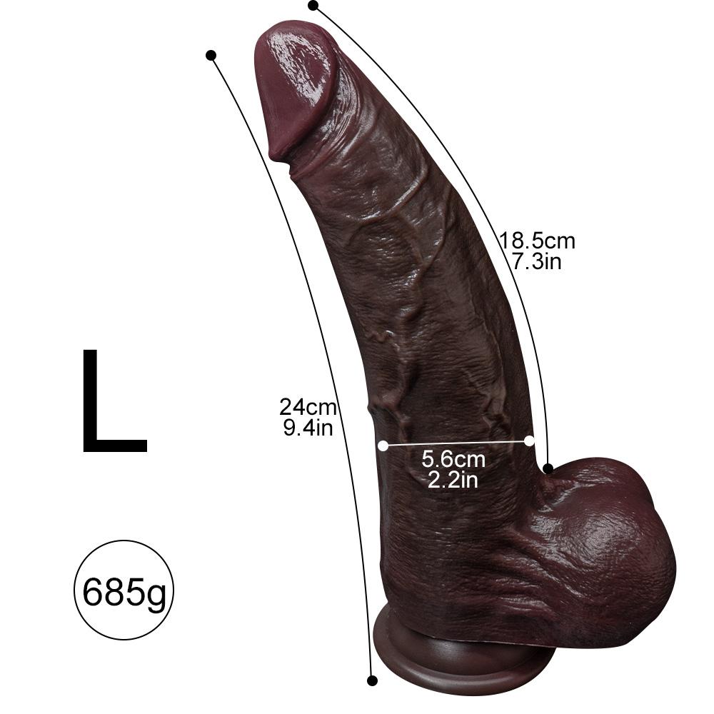UltraReal Black Super realistické dildo dvojité tekuté silikonové, hyperrealistické, extra silné a dlouhé, ženský masturbátor pro hluboké potěšení, hračka pro dospělé pro ženy