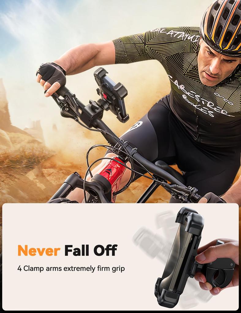 JOYROOM 2024 Motorcycle Phone Vibration Stand Mount for Bicycles and Smartphone Secures Strong Easy Compatible with iPhone Samsung Galaxy Holder,