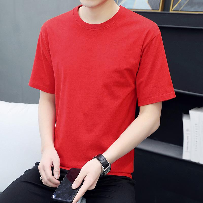 Cotton Short-sleeved Style Pure Cotton Short-sleeved T-shirt Men's Small Off-shoulder Half-sleeve Plus Size Cotton High-density Cotton Short-sleeved
