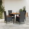 Vidaxl 5-Cz. Garden Furniture Set With Cushions, Black, Poly Rattan