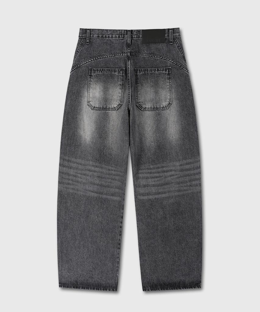 Daibeuin Wide Curved Denim Pants (Washed Black)