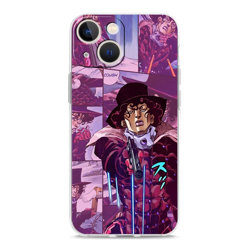 JoJo Bizarre Adventure Transparente, weiche Handyhülle für iPhone 14 13 12 11 Pro Max XS X XR SE 7 8 Plus stoßfeste TPU-Klarsichthülle