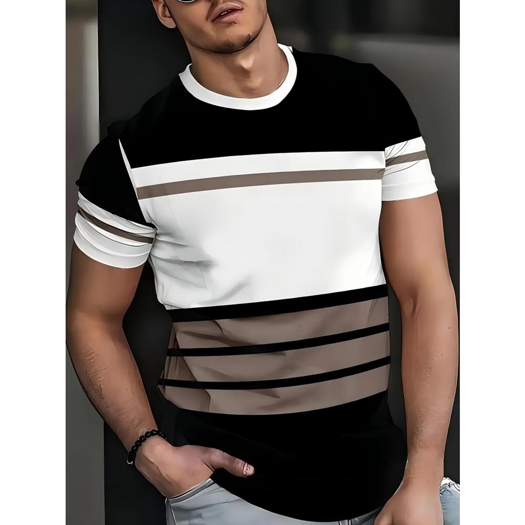 Men's Striped Top Simple Comfortable Short-sleeved Fashionable T-Shirts Men’s