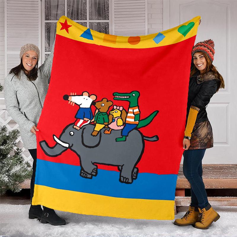Maisy Mouse Theme Printed Blanket,Perfect for Couch, Bed, Travel & Outdoor Use | Machine Washable, Cozy & Durable.