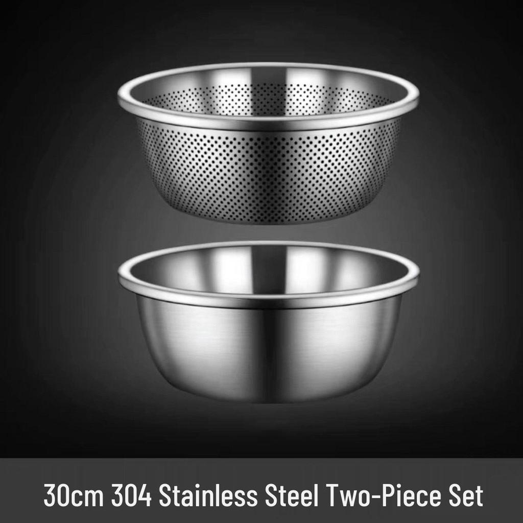 Durable 304 Stainless Steel Multi-Purpose Kitchen Basin: Noodle, Soup, Vegetable Wash, Egg Beating, and Seasoning Jar.