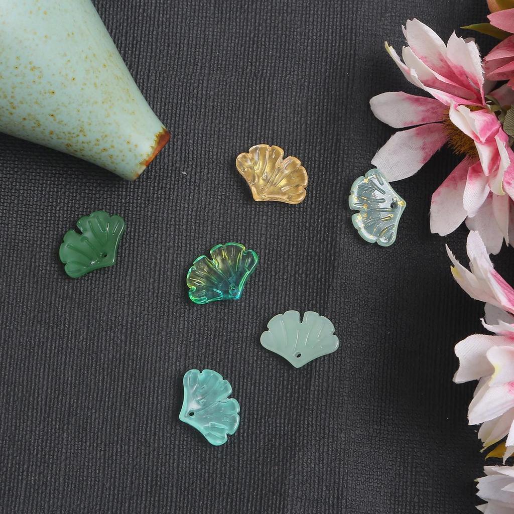 10Pcs 15x20mm Antique Ginkgo Leaf Beads Glass Pendant Beads For Jewelry Making DIY Earrings Hairpin Accessories