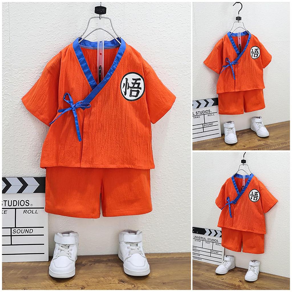 [SDCADQ] Piżama związana z Dragon Ball na lato, dla dzieci, ubranie cosplay, krótkie rękawy, spodnie, urocza, cienka, wygodna, miękka, koszula nocna, do pokoju
