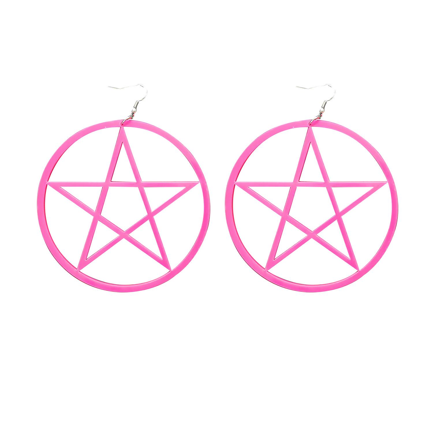 

Преувеличенные акриловые серьги-звезды в стиле хип-хоп - Трендовые, смелые клубные украшения розовый