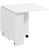 Space-Saving Folding Table with 2 Drop Leaves for 6 People with Shelves and Wheels, White