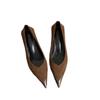 2025 Spring and Summer New Korean Version Fashion Temperament Suede Splicing High Heels Pointed High Heels Single Shoes