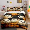 Cute Ghosts and Pumpkins Pattern Bedding Duvet Cover Set  (1*Duvet Cover 2*Pillowcases, Without Duvet Insert)