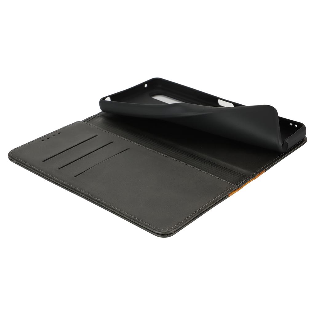 Etui na Sony Xperia 1 VI Tekstura cielęca 3 sloty na karty Skórzane etui na telefon z kolorowymi wstawkami