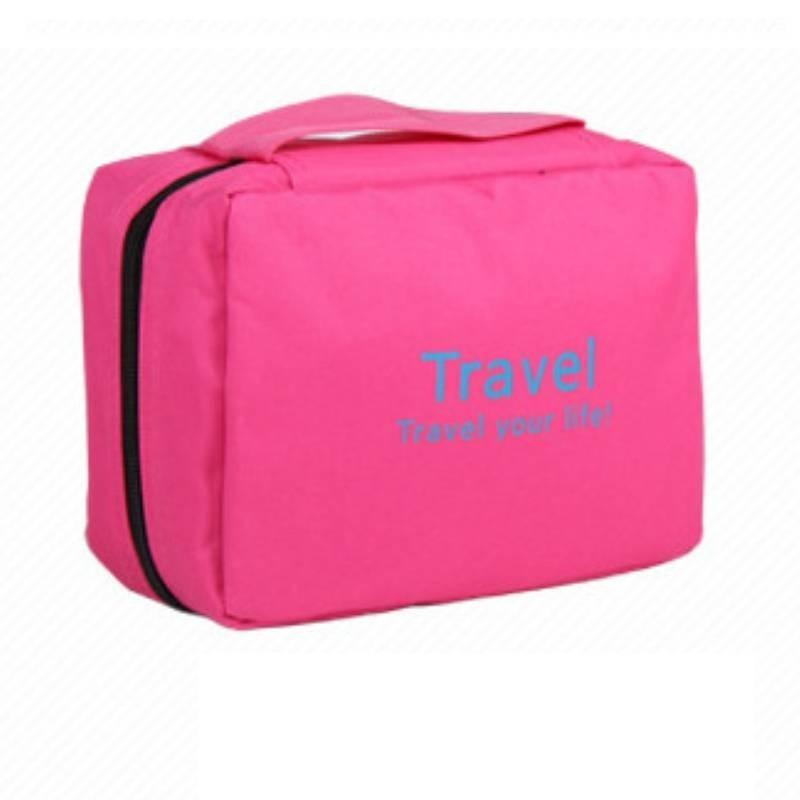 Spacious Travel Cosmetic Bag Cube Shaped High Density Oxford Cloth For Bathroom Bedroom розы красного